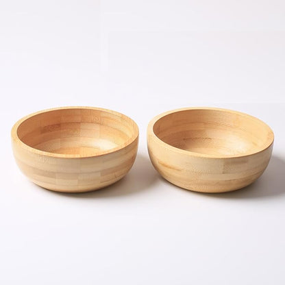 Soup Bowls Set of 2 for Dessert/Cereal/Pasta/Fruit | Natural Bamboo Serving Bowls for Nuts/Candy/Snacks/Pistachio | Charcuterie Accessories for Dipping/Condiments/Sauce | 15.21 oz Capacity