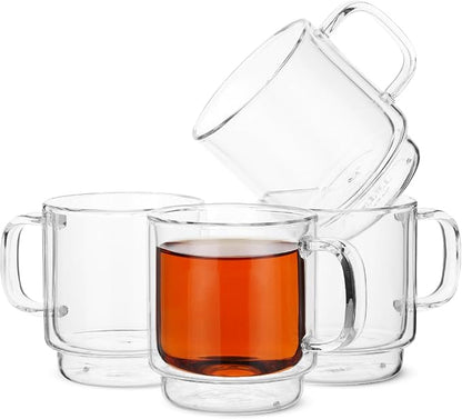 BTaT- Double Walled Stackable Espresso Cups, 5 oz, Double Wall Insulated by BrewToATea