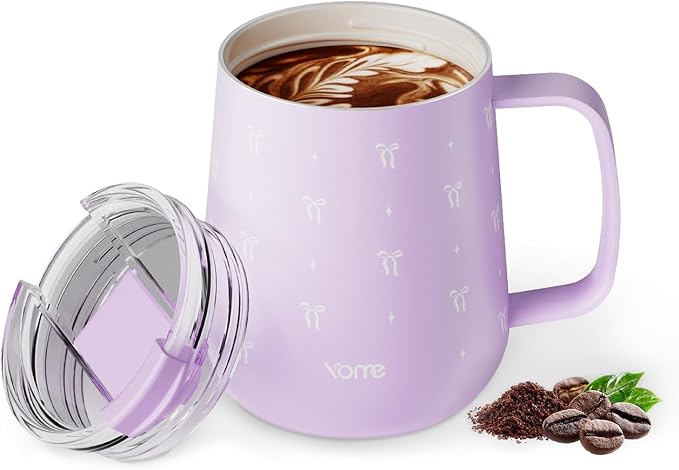 YOME 10oz Bow Light Purple Insulated Coffee Mug by KEEPCOOLSTAYYOU