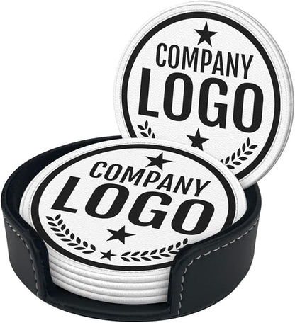 Custom Leather Coasters with Logo - Image 2