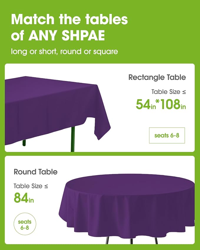 Pureegg Plastic Table Cloth Disposable 12 Pack, 54 x 108 Inch Table Cloths - Image 2