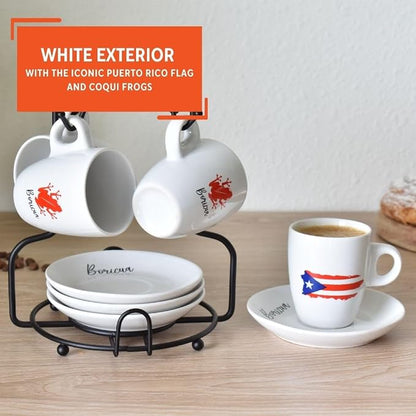 IMUSA 8 Piece Stoneware 3 Oz Boricua Espresso Coffee Set - Image 4