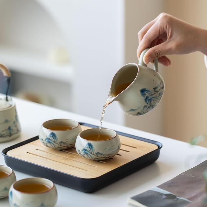 Chinese Gongfu Tea Set, 7-Piece Ceramic Set - Image 8