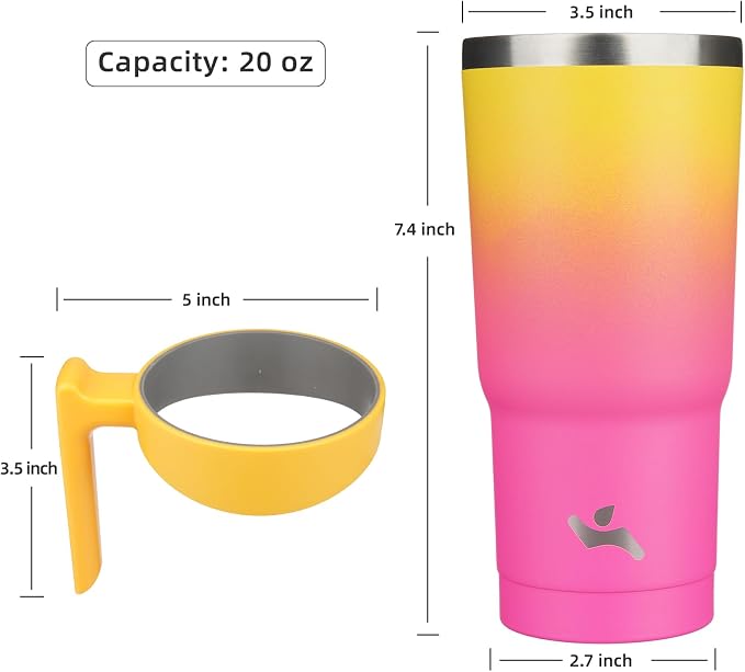 Konokyo 20 oz Tumbler with Handle and Straw, Insulated Travel Mug | Rainbow; - Image 4
