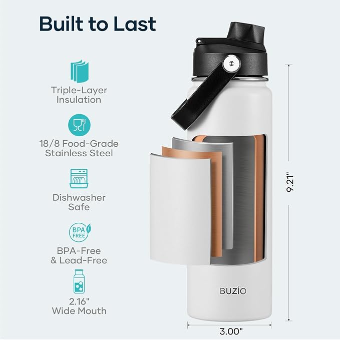 BUZIO 24 oz Insulated Stainless Steel Water Bottle - Image 4