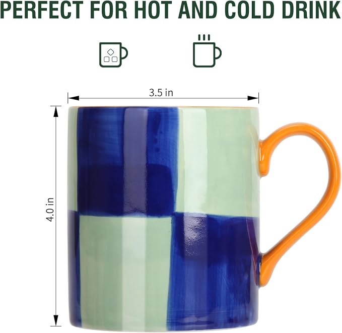 Koja Colorful Hand Painted Ceramic Mugs, 16 oz, Dishwasher Safe | Also - Image 2