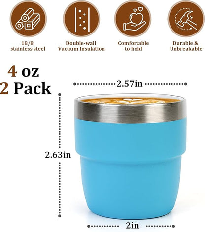 Zenbo 4 oz Espresso/Coffee Cups, Ceramic-Lined Double Wall Vacuum Insulated - Image 4