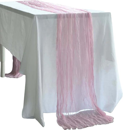 Efavormart 10ft Pink Gauze Table Runner - Image 7