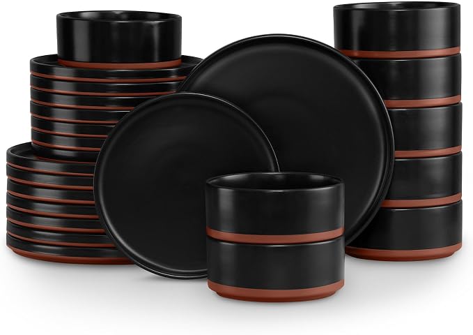 LIANYU 24 Piece Dinnerware Set for 8, Modern Style Stoneware Dinnerware Set | by LIANYU