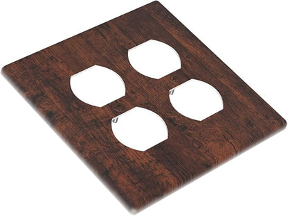Light Switch Cover Brown Red Rustic Wood Grain Retro Farmhouse 2 Gang Decorative SwitchPlates Double Duplex Wall Plates Switch Plates and Outlet Covers for Farmhouse Cabin Decor