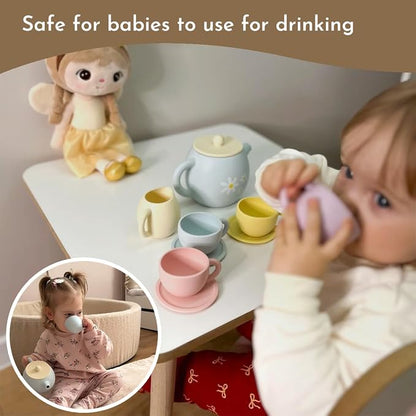 Mitico Silicone Tea Set for Toddlers 12M+, Montessori Pretend Play Tea Party - Image 4