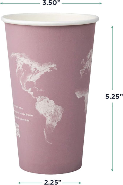 ECO PRODUCTS Compostable Disposable World Art 16oz Large Coffee Cups, Renewable - Image 3