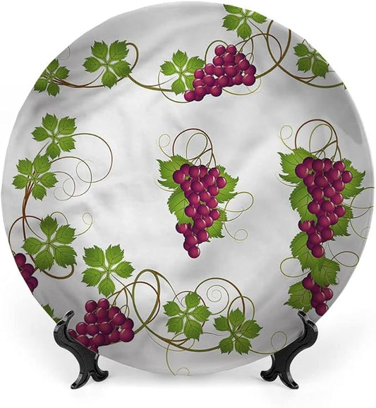 Ceramic Display Plate, Vine Ceramic Hanging Decorative Plate, Agriculture Harvest Yield, 6 Inch, Living Room Kitchen Decoration Household, Multicolor