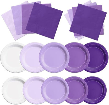 CMUSKO Lavender Party Supplies-60Pcs Purple Plates and Napkins Kit Gradient by CMUSKO