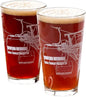 Black Lantern Pint Glass Set of 2 - Premium Ski and Skiing Themed Beer Glass and Everyday Drinking Glasses - 16 Ounce Pint Glass - Craft Beer Enthusiasts - Après-Ski and Cabin Decor (Ski Lift White)