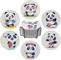 Ceramic Coasters Set of 6, Marble-Textured Design with Holder - Absorbent Cork-Backed Coasters for Cups, Bar & Coffee Table Decor Accessories (Panda, 6 Pack)