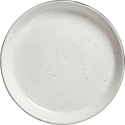 Sango 12-Piece Stoneware Dinnerware Set for 4, Modern White & Black Plates and Bowls Sets with Speckled Glaze, Durable Kitchen Ceramic Dish Set, Microwave & Dishwasher Safe Everyday Dishes, Stockholm