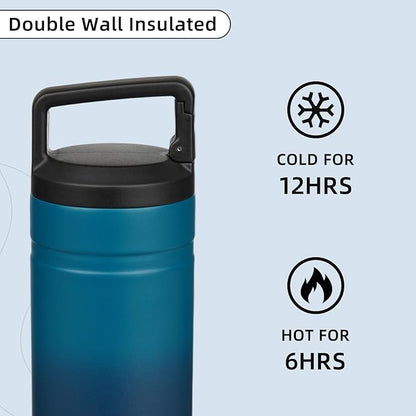 BJPKPK Insulated Water Bottle with 2 Lids,20 oz Double Wall Stainless Steel Vacuum Tumbler Travel Coffee Mug,Wide Mouth Thermal Cup,Sea