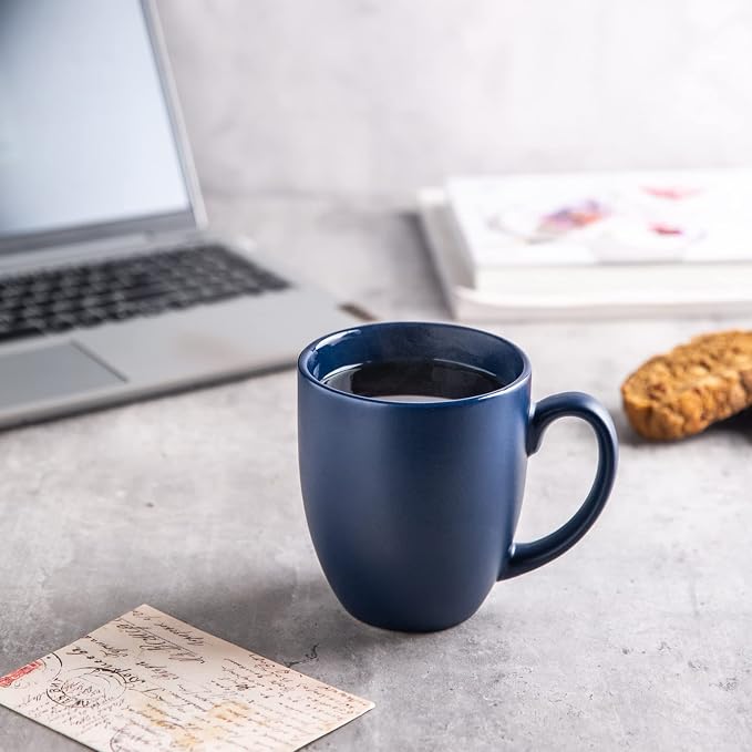 AmorArc 16 oz Coffee Mugs Set of 6, Large Ceramic Coffee Cups-Matte Blue | - Image 6