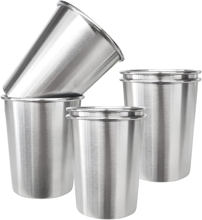 6 Pack 8 oz Stainless Steel Kids Cups, Children's Pint Cups, Stackable Metal - Image 3