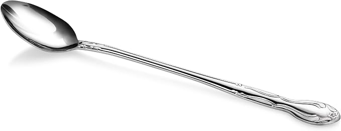 New Star Foodservice Rose Pattern Stainless Steel Iced Teaspoon, Commercial - Image 2