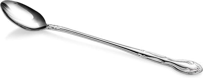 New Star Foodservice Rose Pattern Stainless Steel Iced Teaspoon, Commercial - Image 2