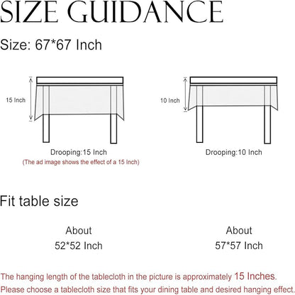 ISAENNE Designer French Linen Square Tablecloth,Red Floral Washable Indoor Table Cloth,Durable Home Decor Tablecloths for Dining Thanksgiving Kitchen Tea Party Christmas,67"*67"-Ruyi A