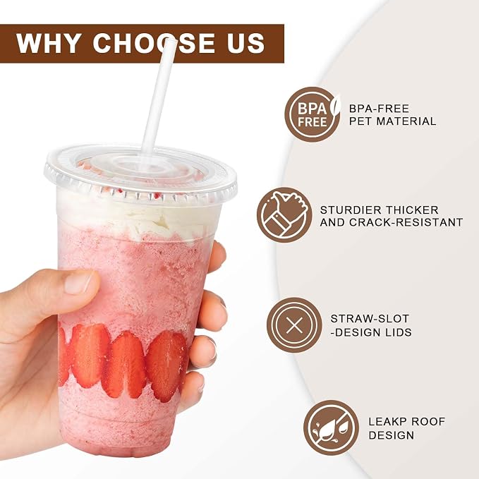Clawsoff 100 Pack 20 oz Disposable Clear Plastic Cups - Image 3