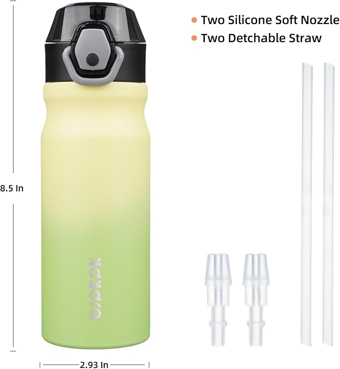 BJPKPK 18 oz Water Bottle with Straw & Handle, Insulated Stainless Flask | Leak - Image 4