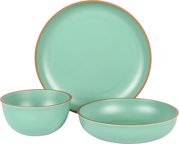 Gibson Home Rockabye 12 Piece Double Bowl Melamine Plastic Dinnerware Set - Image 4