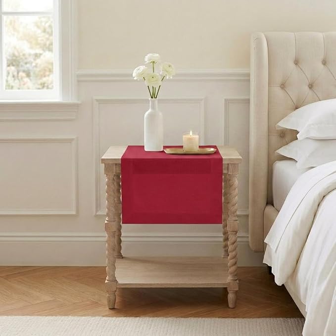 Classic Linen™ by D'Moksha Red Table Runner 36 Inches, 100% Pure Linen by DMokshaHomes
