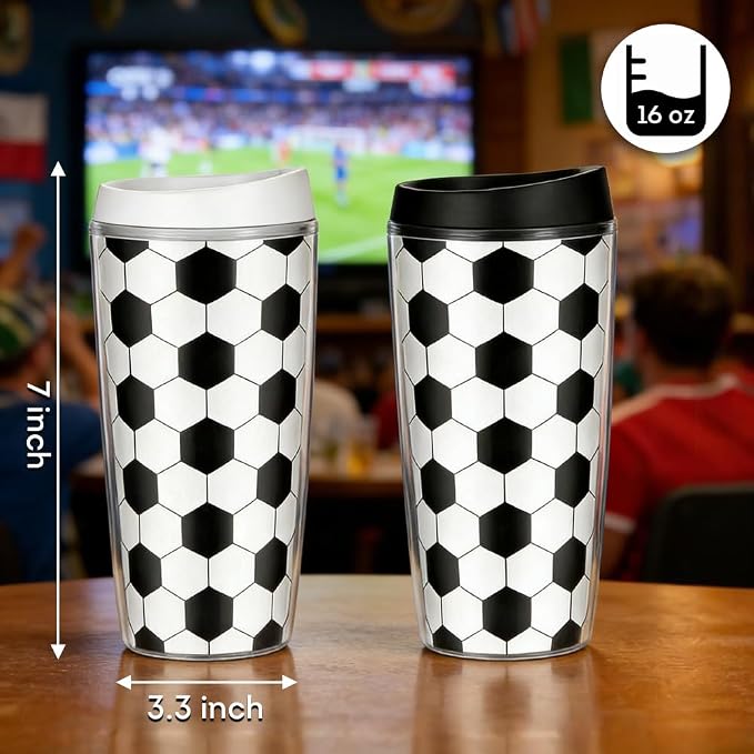 Lily‘s Home Soccer Tumbler 16 oz Set of 2, Double Wall Plastic Cups - Image 2