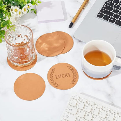 OLYCRAFT 30Pcs Genuine Leather Coasters 3.1 Inch Peru Round Leather - Image 5