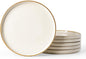 famiware Star Dinner Plates for 6, 10 inches Plate Set, Scratch Resistant, Stoneware Dinnerware, Kitchen Modern Rustic Serving Dishes, Vanilla White