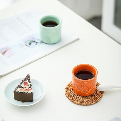 Ceramic Espresso Cups Set of 2-3oz Demitasse Cups - Image 2
