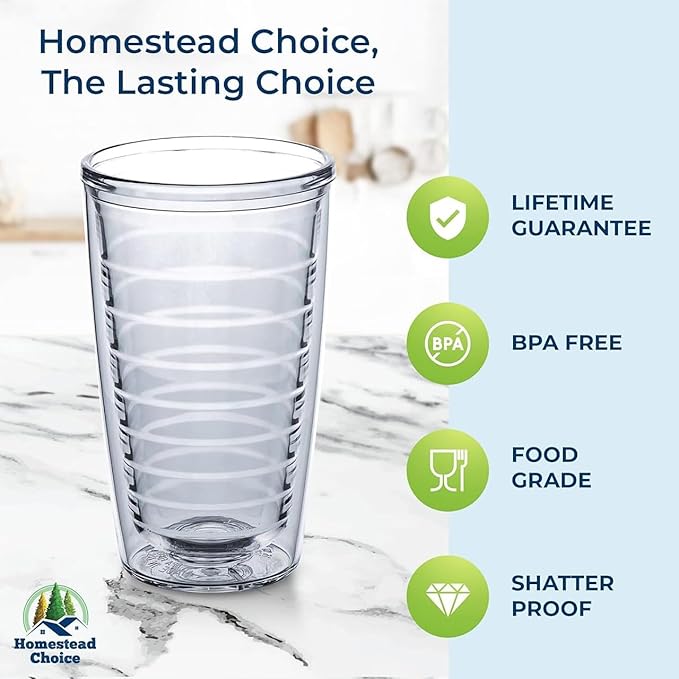 Homestead Choice 16oz Insulated Tumblers Plastic Keeps Drinks Cold & Hot - Image 3