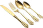 Gold Silverware Set 18/10 Stainless Steel Flatware Sets Palace Style 24 Piece Delicate Cutlery Set for 6 Durable Home Kitchen Wedding Tableware Utensil Include Knifes Teaspoons Forks and Spoons
