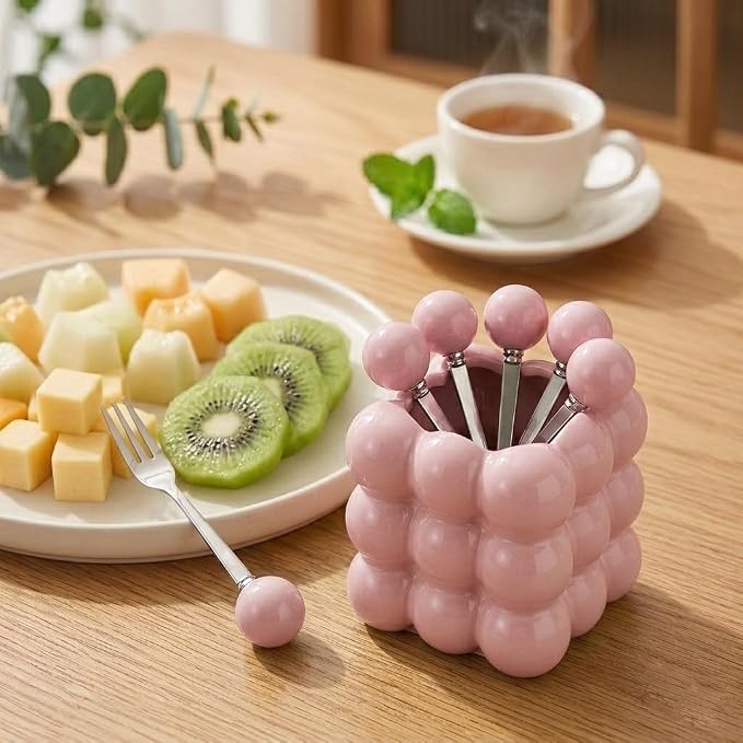 6 Piece Stainless Steel Fruit Fork Set - Image 6
