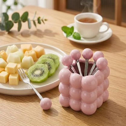 6 Piece Stainless Steel Fruit Fork Set - Image 6