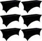 6-Pack 6ft Black Spandex Table Covers for Rectangle Standard Folding Tables - Wrinkle Resistant Stretch Tablecloths - Ultimate Fitted Table Protector for Parties, Trade Shows, Wedding