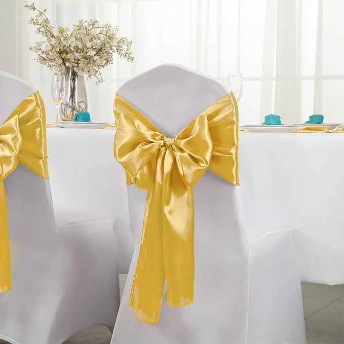 Horbaunal 12 Pack Yellow Gold Satin Table Runner 12 x 108 Inch | Smooth Table - Image 3