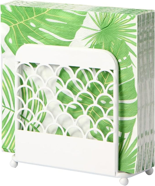 Napkin Holder for Table, Metal figure Standing Napkin Dispenser for Kitchen Dining Cocktail Napkin holders for paper napkins Mail Bills Suitable for All Dining Room Decors White