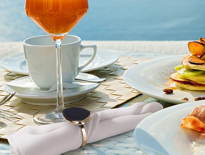 Gold Napkin Rings Set of 4, Natural Agate Slice | Dinner Table Decor - Image 6