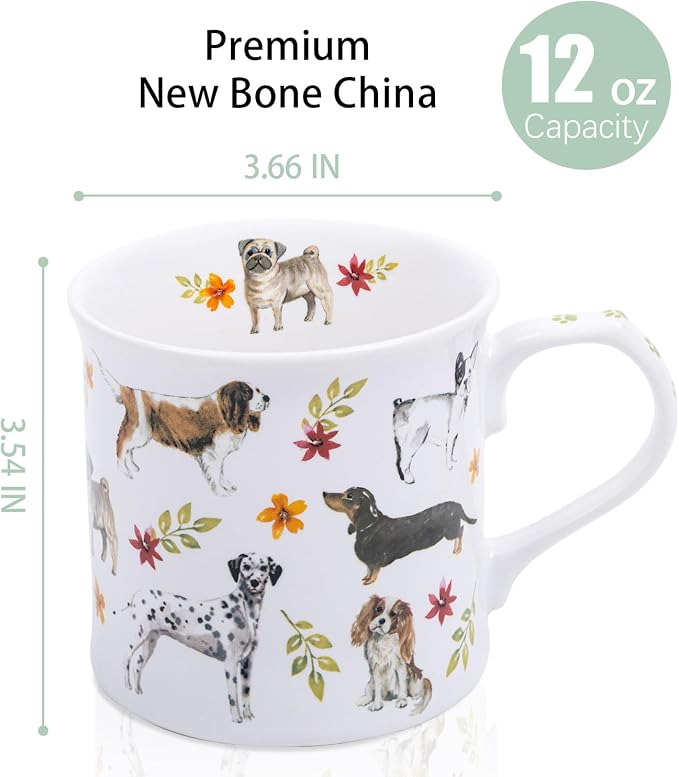 Cute Dog Coffee Mug, 12 oz Premium New Bone China Tankard Coffee Tea Mug - Image 3