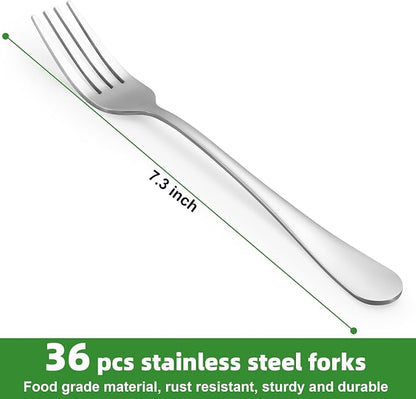 36 Piece Dinner Forks Set, Food-Grade Stainless Steel Forks Silverware - Image 2
