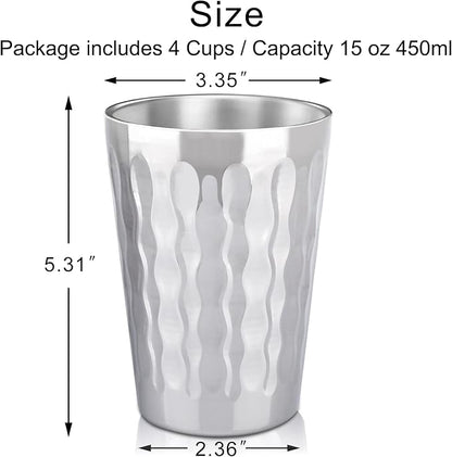 Beasea 15oz Stainless Steel Cups, 4 Pack Double Wall Metal Stackable Insulated - Image 2