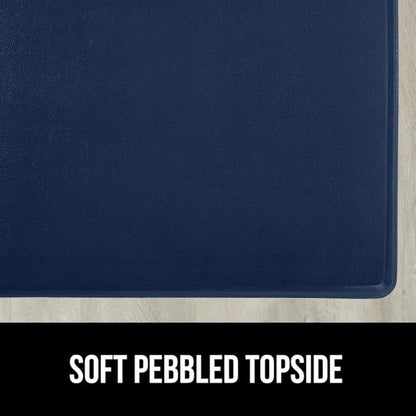 GORILLA GRIP 2 Pack Comfortable Cushioned Kitchen Mats for Floor, 17x29 + 17x59, Waterproof and Stain Resistant, 1/2 Inch Thick Soft Ergonomic Standing Desk Anti Fatigue Mat, Foam Supports Feet, Navy