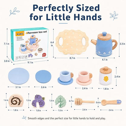Wooden Blue Tea Set Toys - Image 5