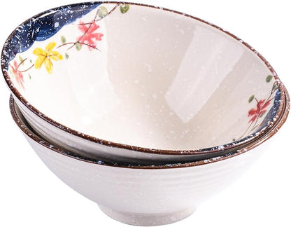 Japanese-Style Ceramic Ramen Bowl Set Set of 2, 8.2 Inch Porcelain Noodle Bowls by Whitenesser