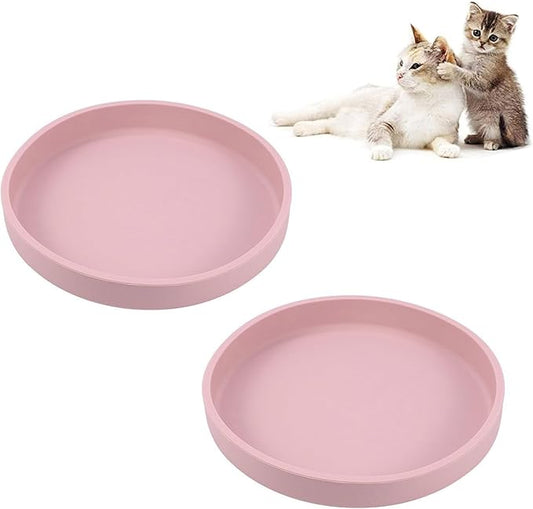 Silicone Dog Bowl Shallow Cat Food Bowls, 6 Inch Wide Cat Bowls Whisker Friendly, No Spill Less Mess Dog Plates for Dry and Wet Food, Set of 2 Puppy Bowls for Small Dogs and Cats